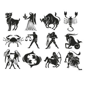 Чёрно-белые знаки зодиака в векторе
