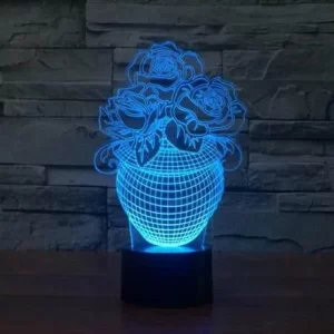 Роза в вазе 3d иллюзионная лампа светодиодные ночники