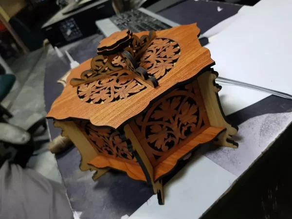 Деревянный шестиугольный ящик cnc маршрутизатор лазерный