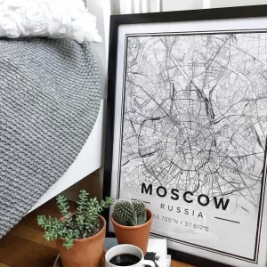 Настенное искусство с лазерной гравировкой карты Москвы