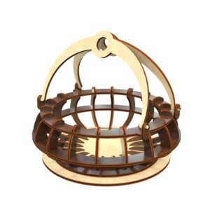 Круглая корзинка с ручками из фанеры